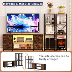 LED TV Stand Entertainment Center Bookshelf Combo with Charging Station