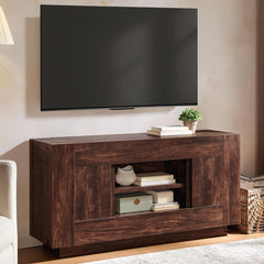 OKD 70" TV Stand for 80" TV, Thick Block Media Console, Antique White