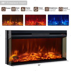 OKD 3-Sided Glass Farmhouse Electric Fireplace TV Stand for TVs up to 80'', Highboy Entertainment Center with Glass Door Storage Cabinet, 70'' Large TV Stands with 36'' Fireplace, Antique White