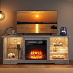 VITESSE 70”Fireplace TV Stand,Modern Entertainment Center Heating Fireplace