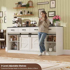 70" Large Farmhouse Tall TV Stand for 85/80/75/70 Inch TVs,4 Drawers,Brown