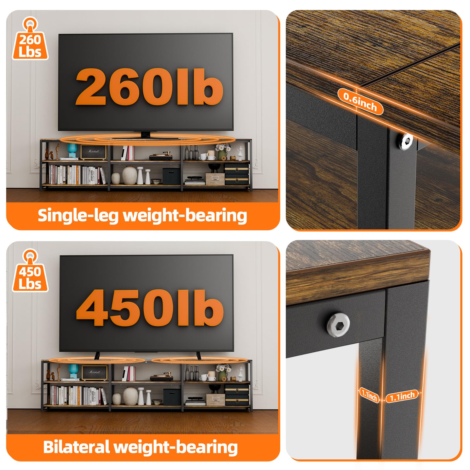 Aquzee 100 Inch TV Stand, Extra Large 98" Wide Entertainment Center