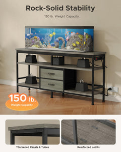 Lazzanto 63in TV Stand for 55-75in TVs, LED Lights, Charging Station, Black