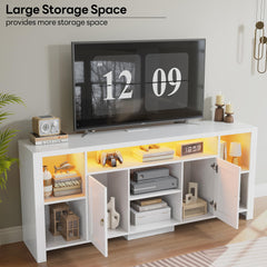 LIKIMIO 70" TV Stand for TVs up to 80", LED Entertainment Center, Black