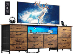 WLIVE LED Dresser TV Stand for 75 Inch TV, 12 Drawers, Black
