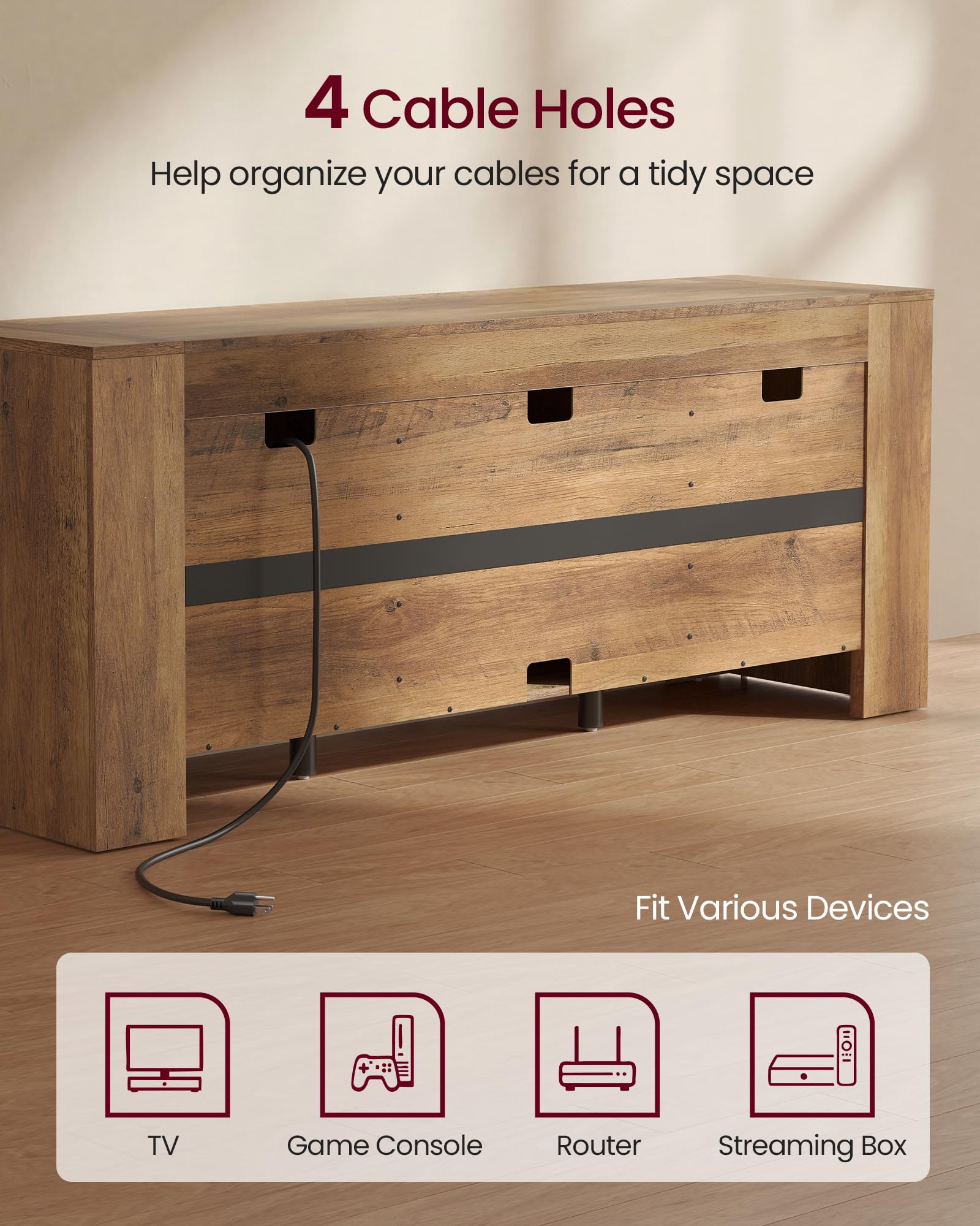 VASAGLE TV Stand, Farmhouse Entertainment Center with Storage Cabinets