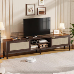 IKALIFE Rattan TV Stand for Living Room Walnut 58"