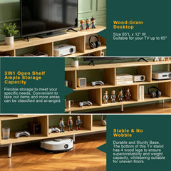 ACOHOOK Walnut 60" Mid-Century TV Stand with Storage Open Shelf
