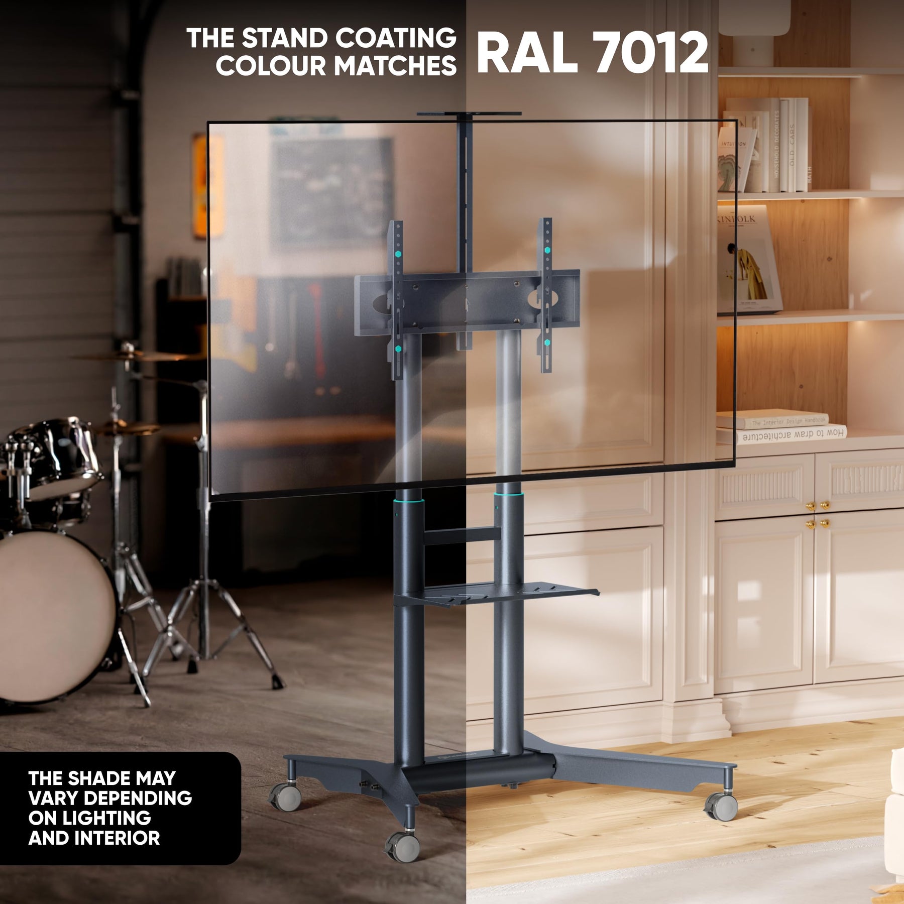 ONKRON Mobile TV Stand 32-75", up to 110 lbs, max VESA 600x400, Graphite