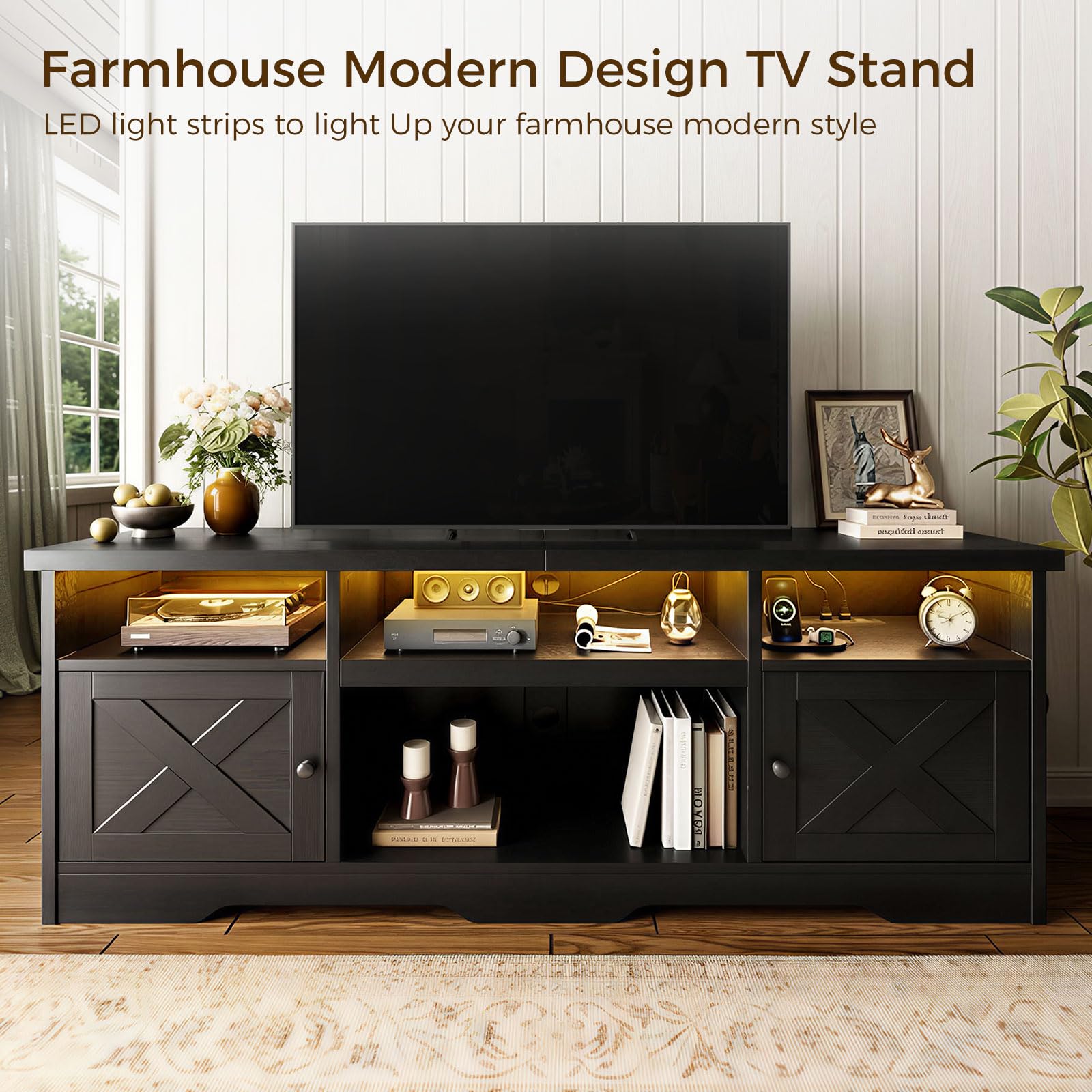 Casaottima TV Stand for 65 Inch TV, Entertainment Center, White
