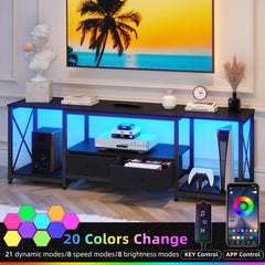 GYIIYUO TV Stand with Fabric Drawer - Entertainment Center and Industrial TV Console Table with Open Storage Shelves for Living Room, Bedroom - 55.1" Rustic Brown