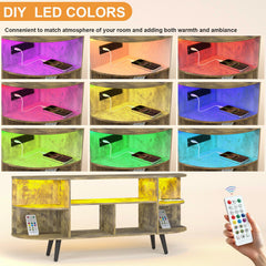 ACOHOOK Walnut 60" Mid-Century TV Stand with Storage Open Shelf
