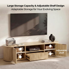 CHITA 70" Fluted TV Stands TV Console with Drawers for TVs Up to 80",Walnut