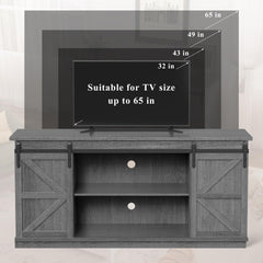 YESHOMY 58" Farmhouse TV Stand for TVs up to 65", Sliding Barn Doors, White
