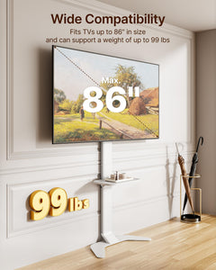 ECOTINY Tall Floor TV Stand for 37-86" TVs, Ultra Slim, Black