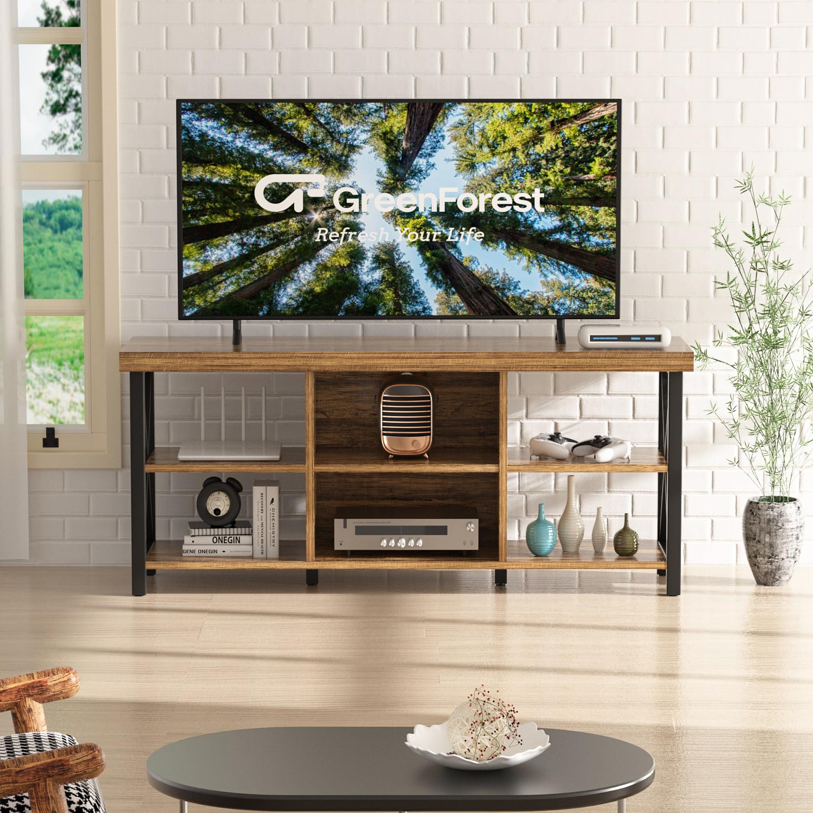 GreenForest TV Stand for 65 in TV, 55" Entertainment Center for Living Room