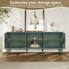 ARTPOWER 67" Retro TV Stand with Hollow Carved Doors for Living Room, Blue