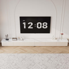 94.5" Fully Assembled TV Console, White TV Stand with Sintered Stone Top