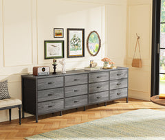 Huuger 70 Inch Dresser for Bedroom, TV Stand for 65, 75, 80 Inch TV, 12 Fabric Drawer Long Dresser, Large Entertainment Center for Bedroom, Wide Chest of Drawer with Storage, Rustic Brown