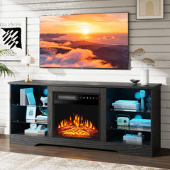 PRETZI Fireplace TV Stand with 36" Fireplace Up to 80" TVs for Living Room