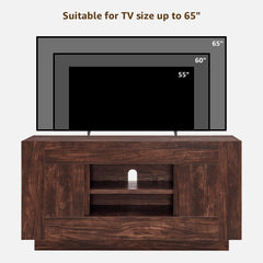 OKD 70" TV Stand for 80" TV, Thick Block Media Console, Antique White