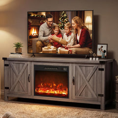 YESHOMY Modern Farmhouse TV Stand with Barn Door for 65 Inch TV, Gray Wash