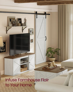 VASAGLE Farmhouse TV Stand for TVs up to 65 Inches, Entertainment Center with Storage Cabinets and Sliding Barn Doors, Media Console Table for Living Room, Honey Brown ULTV535K101
