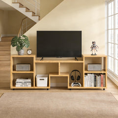 ACOHOOK Walnut 60" Mid-Century TV Stand with Storage Open Shelf