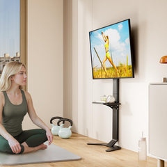 ECOTINY Tall Floor TV Stand for 37-86" TVs, Ultra Slim, Black