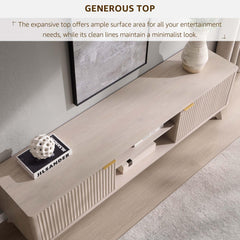OKD 70" Mid Century Modern Fluted TV Stand w/ 2 Soft Close Door,Natural Oak