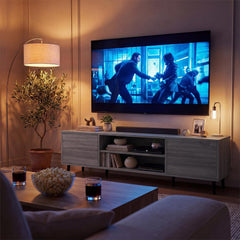 YESHOMY Mid-Century Modern TV Stand, 58 Inch, Light Grey