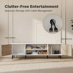 YESHOMY Mid-Century Modern TV Stand, 58 Inch, Light Grey