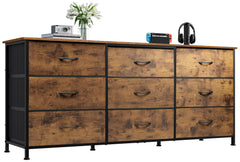 WLIVE Dresser TV Stand for 75 Inch TV, 9 Drawer Dresser for Bedroom, Black