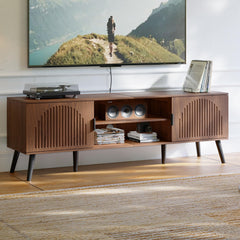 ChooChoo TV Stand with Open Shelves for 65 Inch TVs, Mid Century