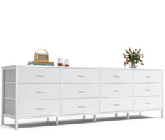 Huuger 70 Inch Dresser for Bedroom, TV Stand for 65, 75, 80 Inch TV, 12 Fabric Drawer Long Dresser, Large Entertainment Center for Bedroom, Wide Chest of Drawer with Storage, Rustic Brown