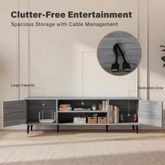 YESHOMY Mid-Century Modern TV Stand, 58 Inch, Light Grey