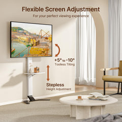 ECOTINY Tall Floor TV Stand for 37-86" TVs, Ultra Slim, Black