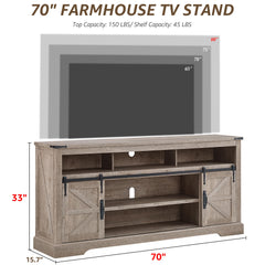 OKD 70" Farmhouse TV Stand for TVs up to 80", Antique White