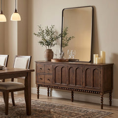 SAND STONE HOME 65" TV Entertainment Console, Buffet Cabinet, Cocoa Brown