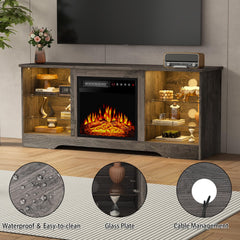 PRETZI Fireplace TV Stand with 36" Fireplace Up to 80" TVs for Living Room