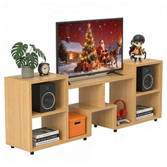 ACOHOOK Walnut 60" Mid-Century TV Stand with Storage Open Shelf