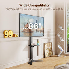ECOTINY Tall Floor TV Stand for 37-86" TVs, Ultra Slim, Black