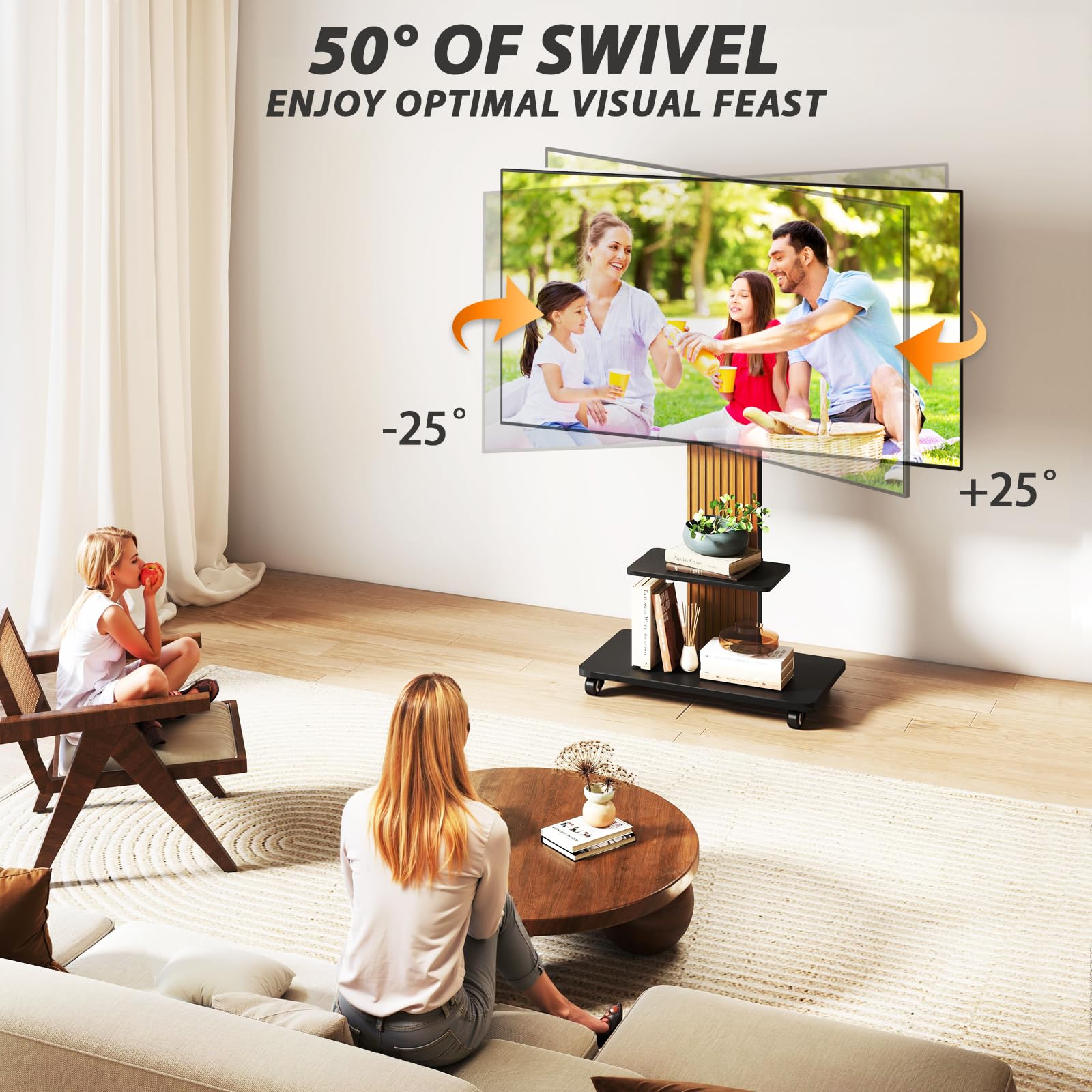 TVON Heavy Duty Rolling TV Stand for 55-100 inch Large Screens