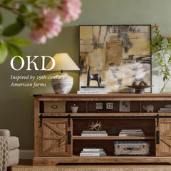 OKD 70" Farmhouse TV Stand for TVs up to 80", Antique White