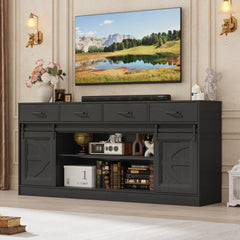 70" Large Farmhouse Tall TV Stand for 85/80/75/70 Inch TVs,4 Drawers,Brown