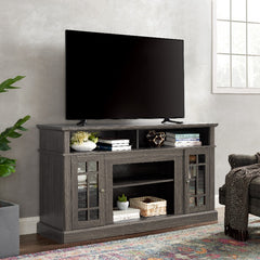 Modern TV Stand for up to 65" TVs with Open & Closed Storage Entertainment - Dark Walnut/Black Media Console Suitable for, Fits TVs, Sound Systems, Gaming Consoles, Books, Books Shelves, Space-Saving