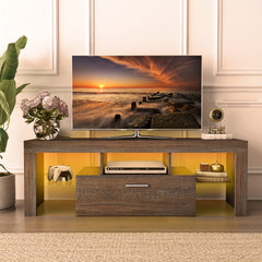 Rustic Brown Wood TV Stand for 75-Inch TV, Farmhouse Entertainment Center with Large Drawers And Open Shelves, Modern Industrial Media TV Console Cabinet for Living Room Bedroom