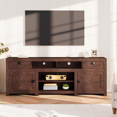 70. 1 Inch TV Stand with Doors And Drawers for TVs Under 80 Inch, Modern Entertainment Center, TV Media Cabinet, Multi-Function Organizer with Open Storage Space for Living Room, Bedroom (Antique White/ Gray)