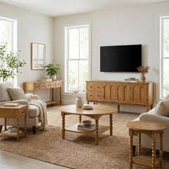SAND STONE HOME 65" TV Entertainment Console, Buffet Cabinet, Cocoa Brown