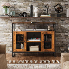 WLIVE TV Stand 55 inch TV, Tall Entertainment Center with Storage, Farmhouse Industrial TV Console for Bedroom Living Room, Rustic Brown